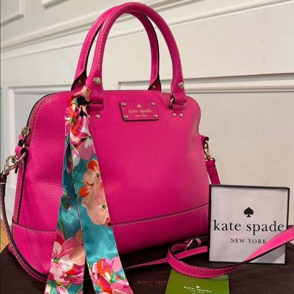 Kate Spade Bag Hot Pink Leather Satchel - Picture 1 of 17